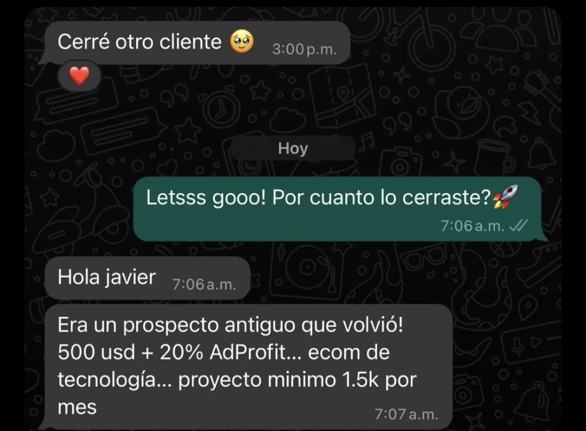 Captura real de un resultado de un alumno de la agencia