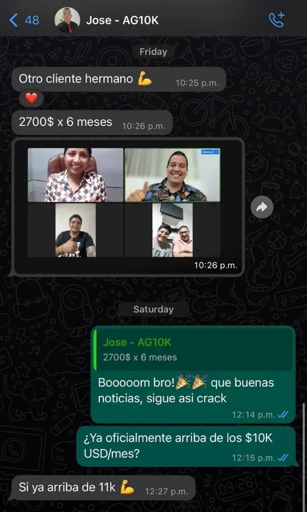 Captura real de un resultado de un alumno de la agencia
