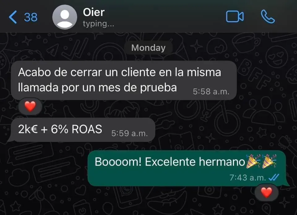 Captura real de un resultado de un alumno de la agencia