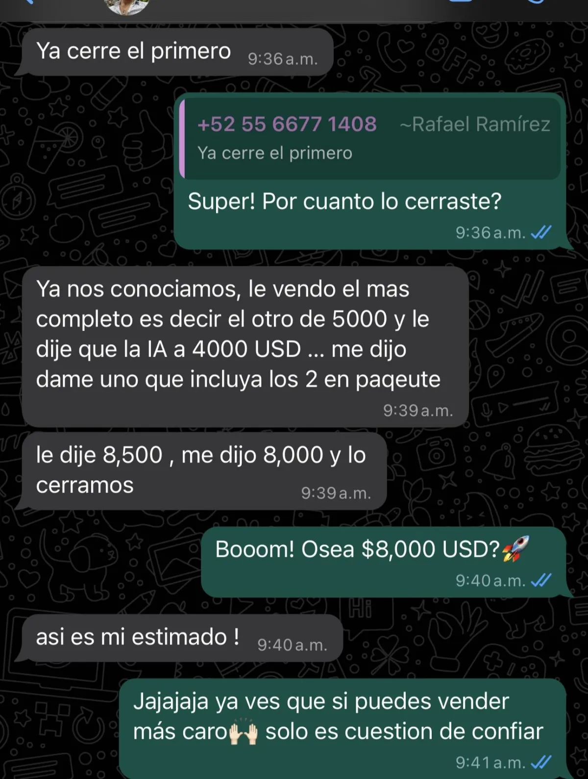 Captura real de un resultado de un alumno de la agencia