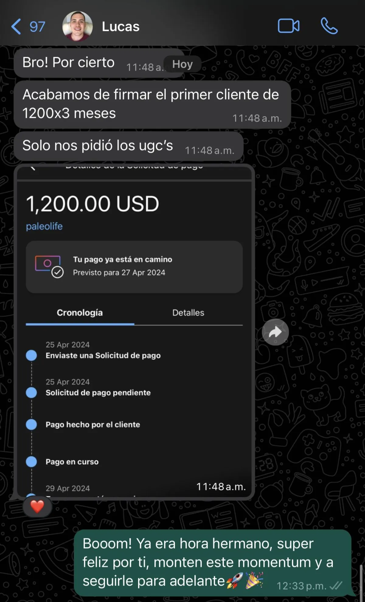 Captura real de un resultado de un alumno de la agencia