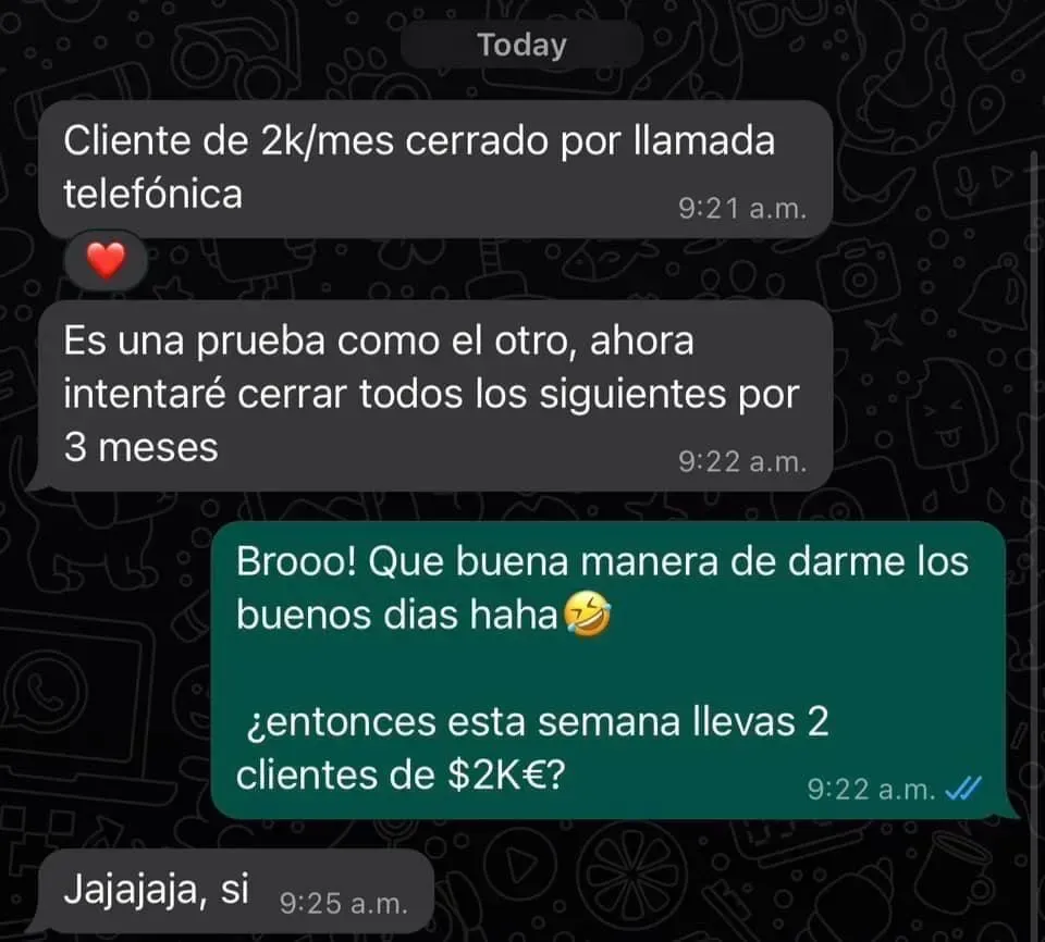 Captura real de un resultado de un alumno de la agencia