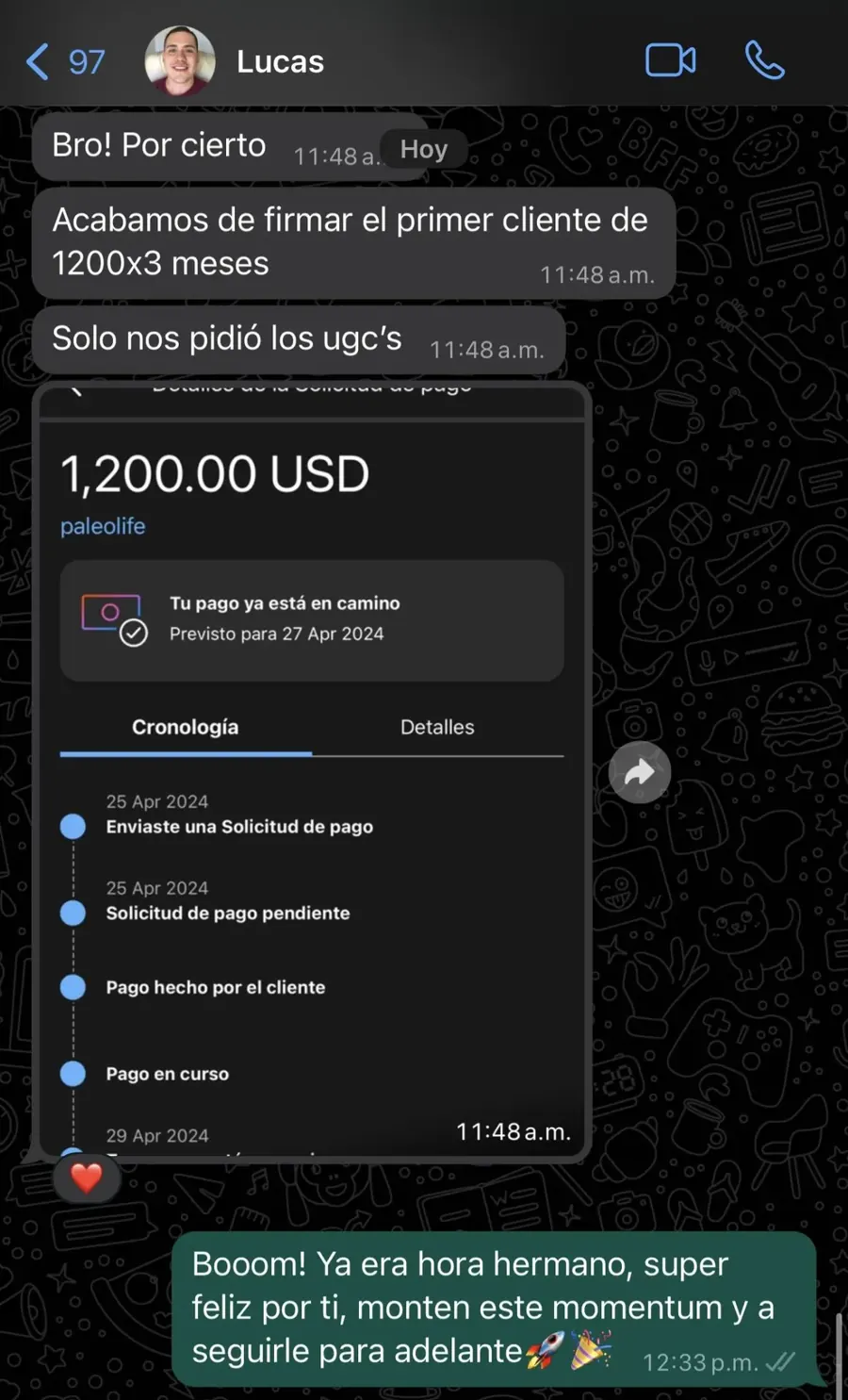 Captura real de un resultado de un alumno de la agencia